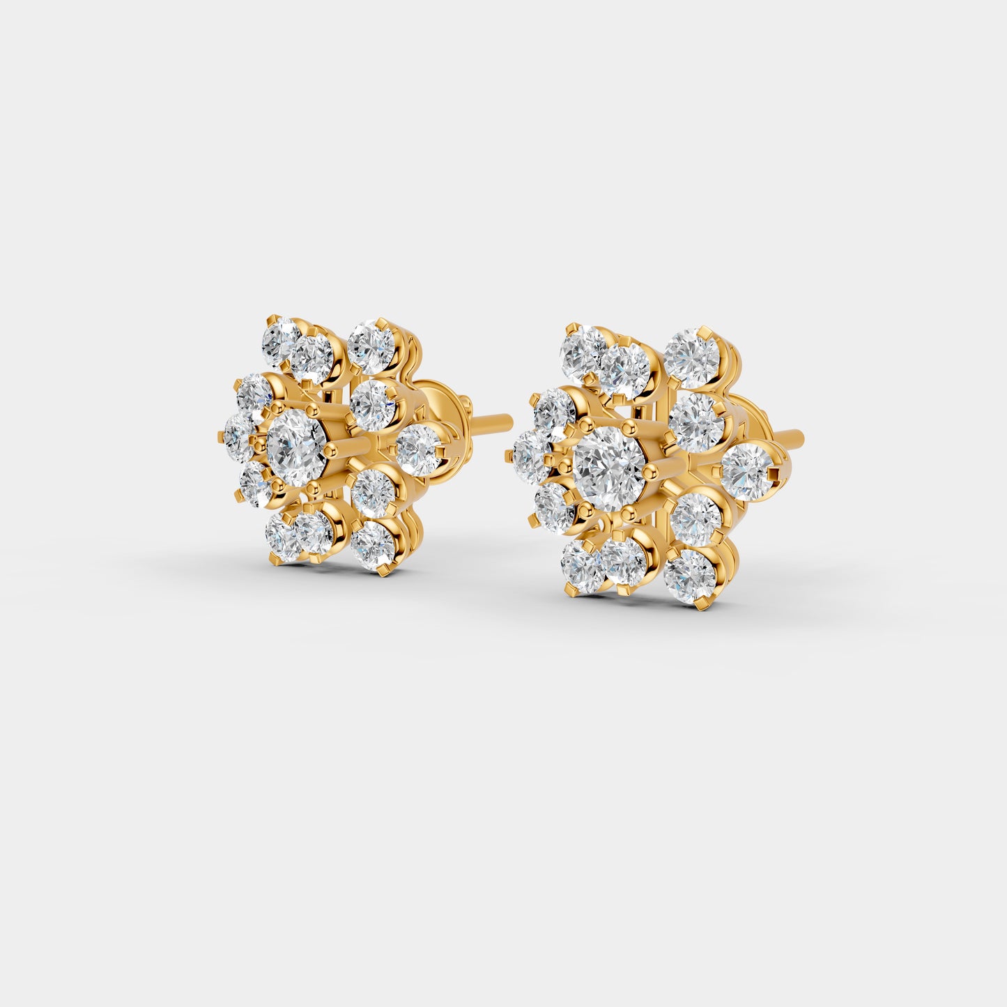 Nakshatra Stellar Brilliance Diamond Cluster Stud Earrings