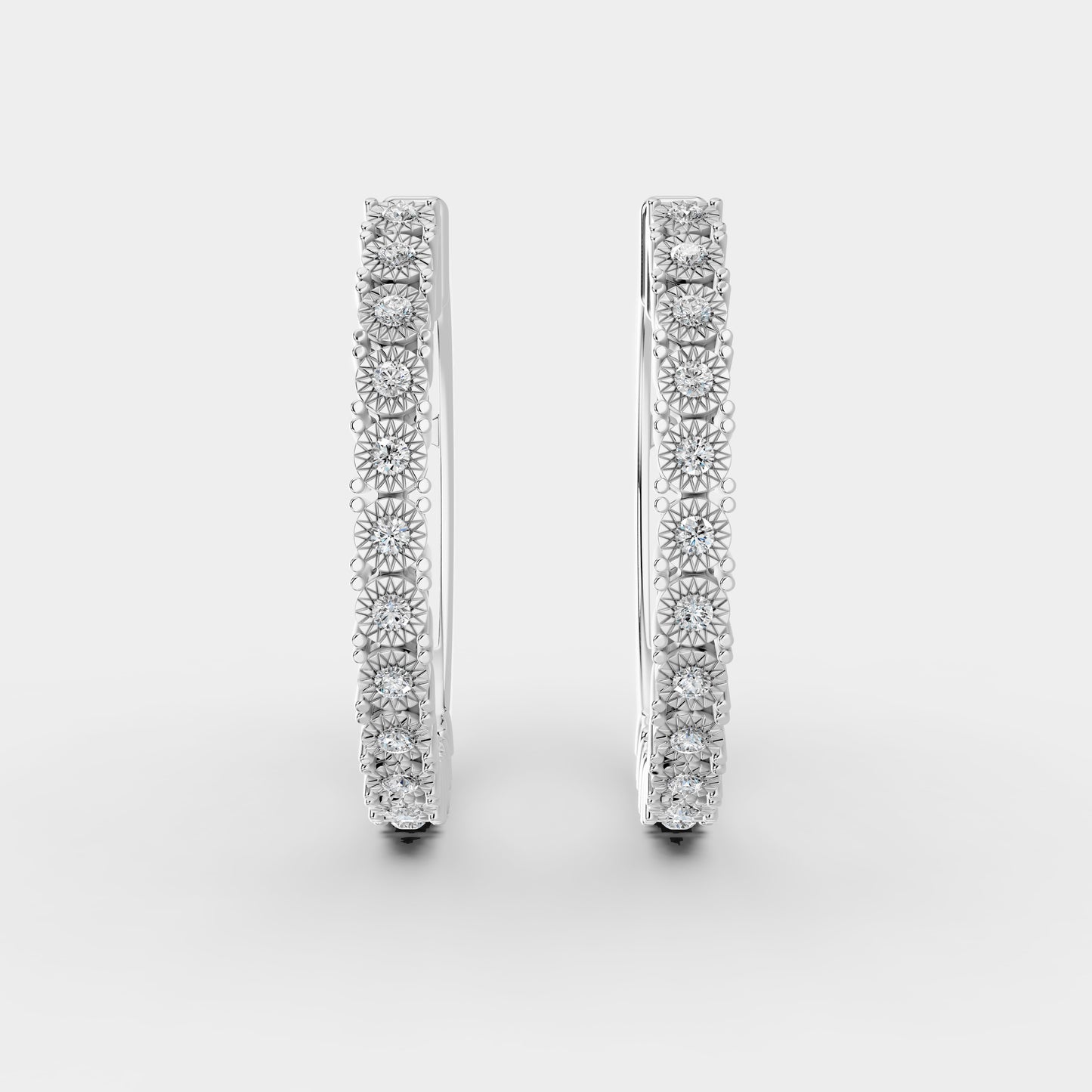 Modern Halo  Diamond Petite Earrings 18K White Gold