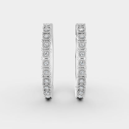 Modern Halo  Diamond Petite Earrings 18K White Gold
