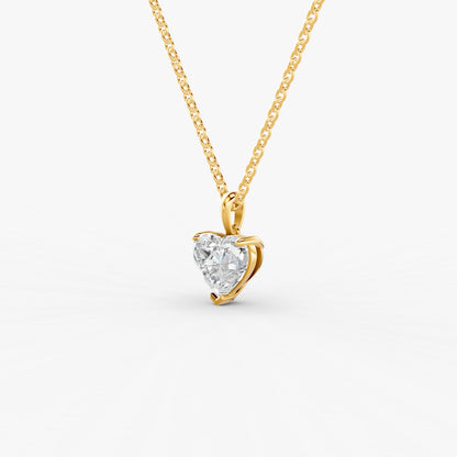 Classic Heart Solitaire Pendant in 18K Yellow Gold