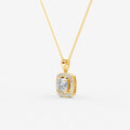Halo Cushion Solitaire Pendant in 18K Yellow Gold