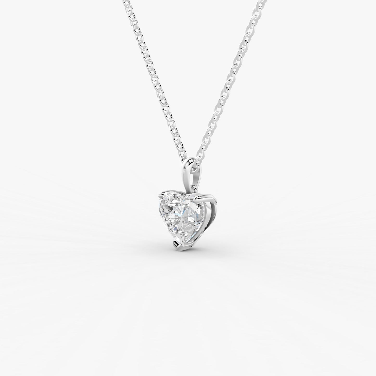 Classic Heart Solitaire Pendant in 18K White Gold