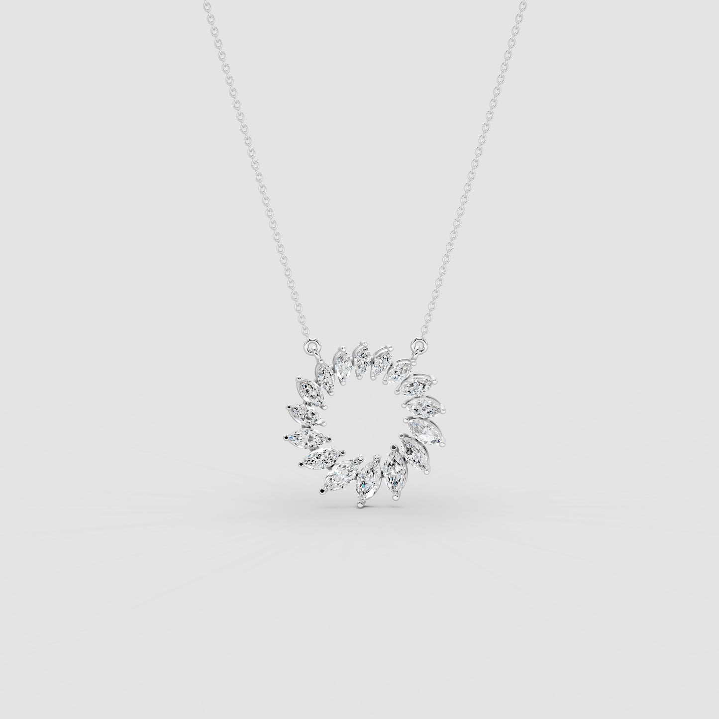 Red Carpet Radiant Marquise Halo Circle Diamond Pendant with Chain