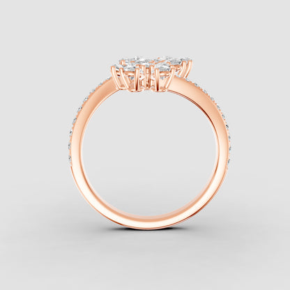 Red Carpet Blooming Petal Diamond Wrap Ring 18k Gold