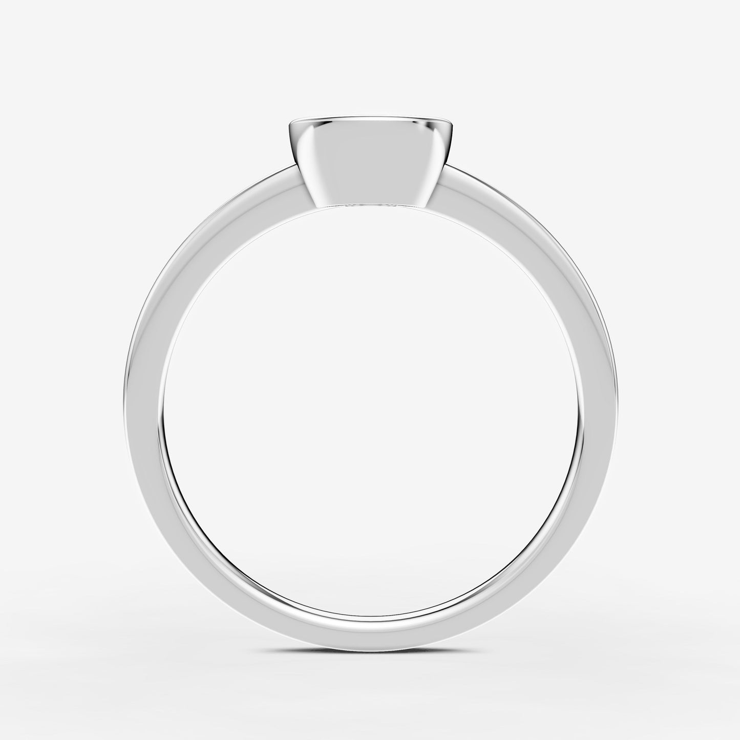 Bezel Round Solitaire Ring in 18K White Gold