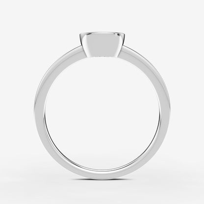 Bezel Round Solitaire Ring in 18K White Gold