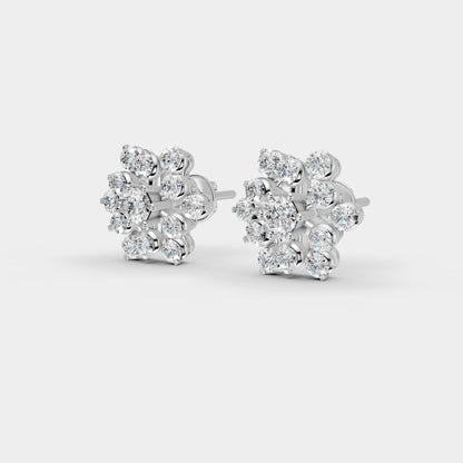Nakshatra Stellar Brilliance Diamond Cluster Stud Earrings