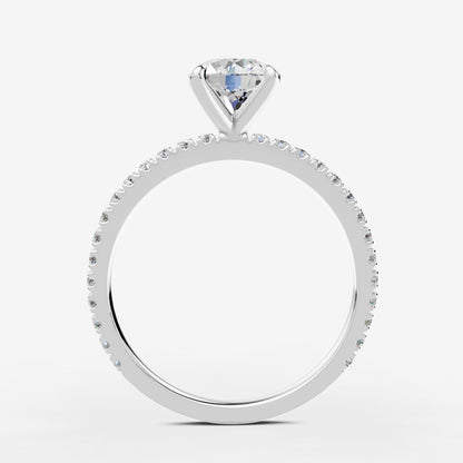 Round Solitaire Diamond Band Ring in 18K White Gold