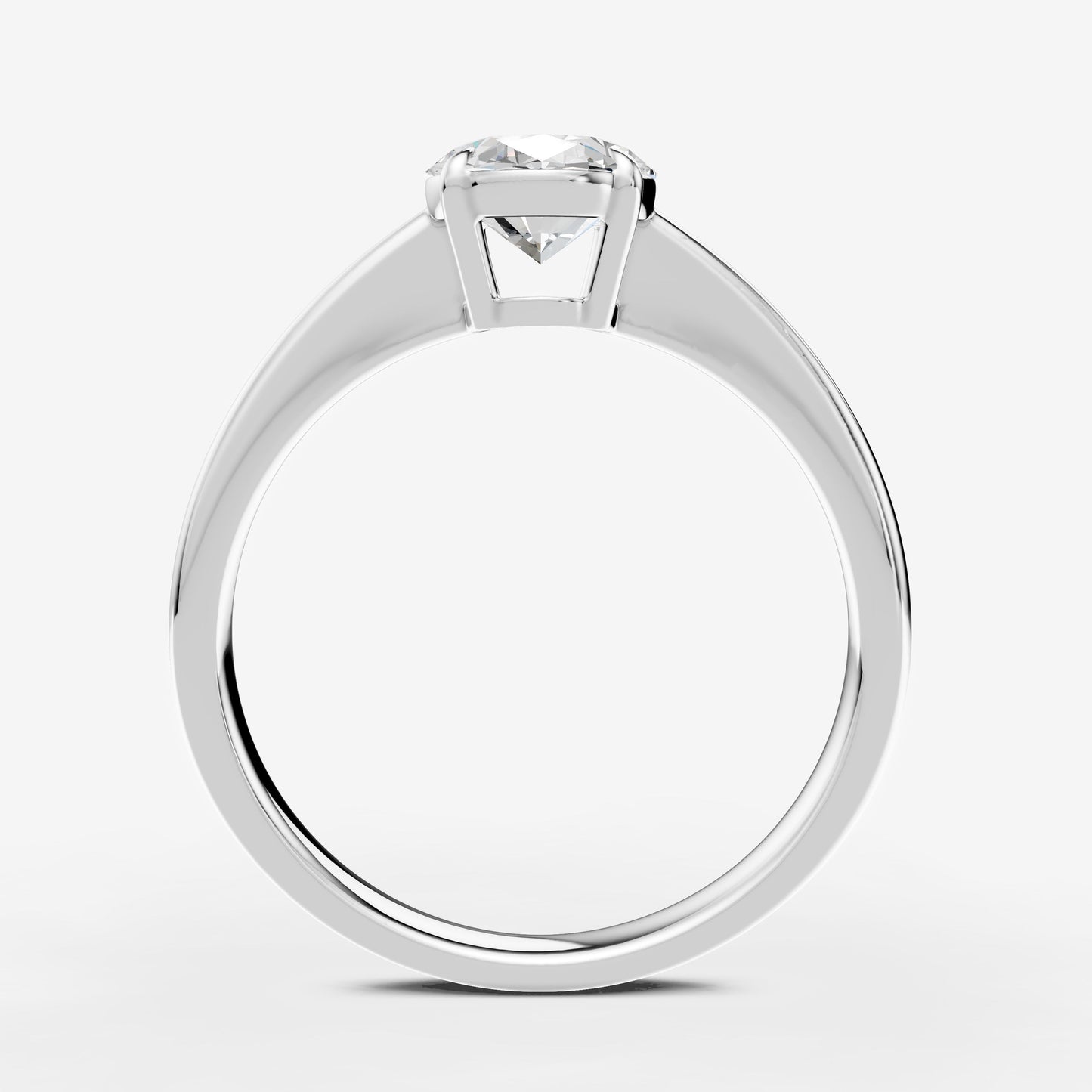 Classic Oval Solitaire Ring in 18K White Gold