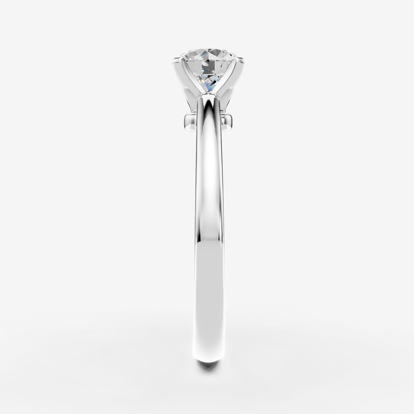 Classic Round Solitaire Ring in 18K White Gold
