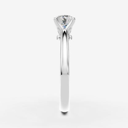 Classic Round Solitaire Ring in 18K White Gold