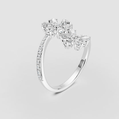 Red Carpet Blooming Petal Diamond Wrap Ring 18k Gold