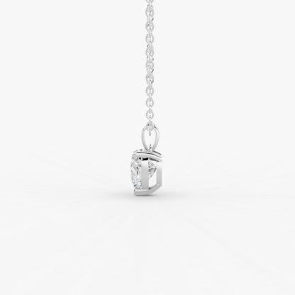 Classic Heart Solitaire Pendant in 18K White Gold