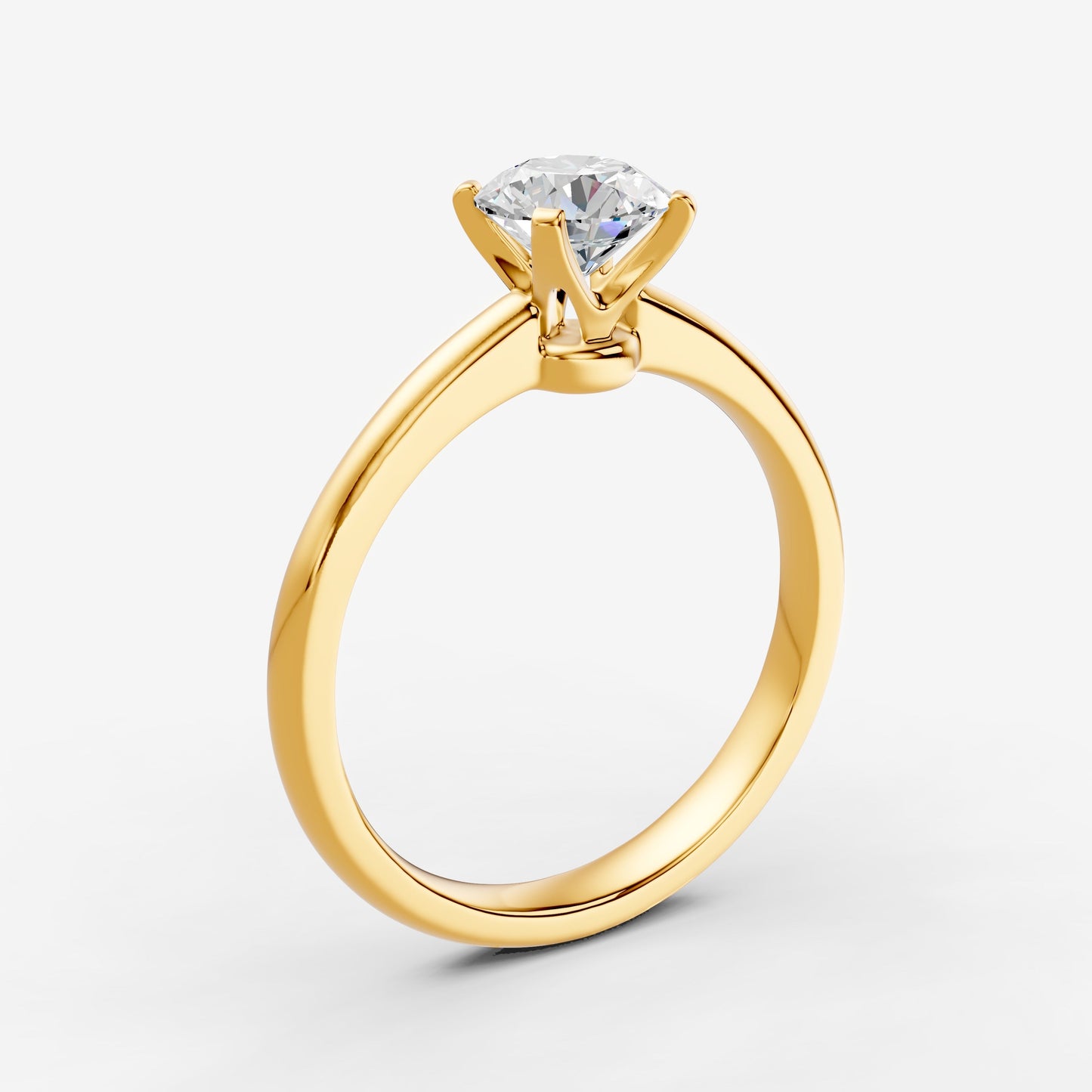 Classic Round Solitaire Ring in 18K Yellow Gold