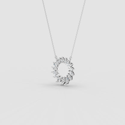 Red Carpet Radiant Marquise Halo Circle Diamond Pendant with Chain
