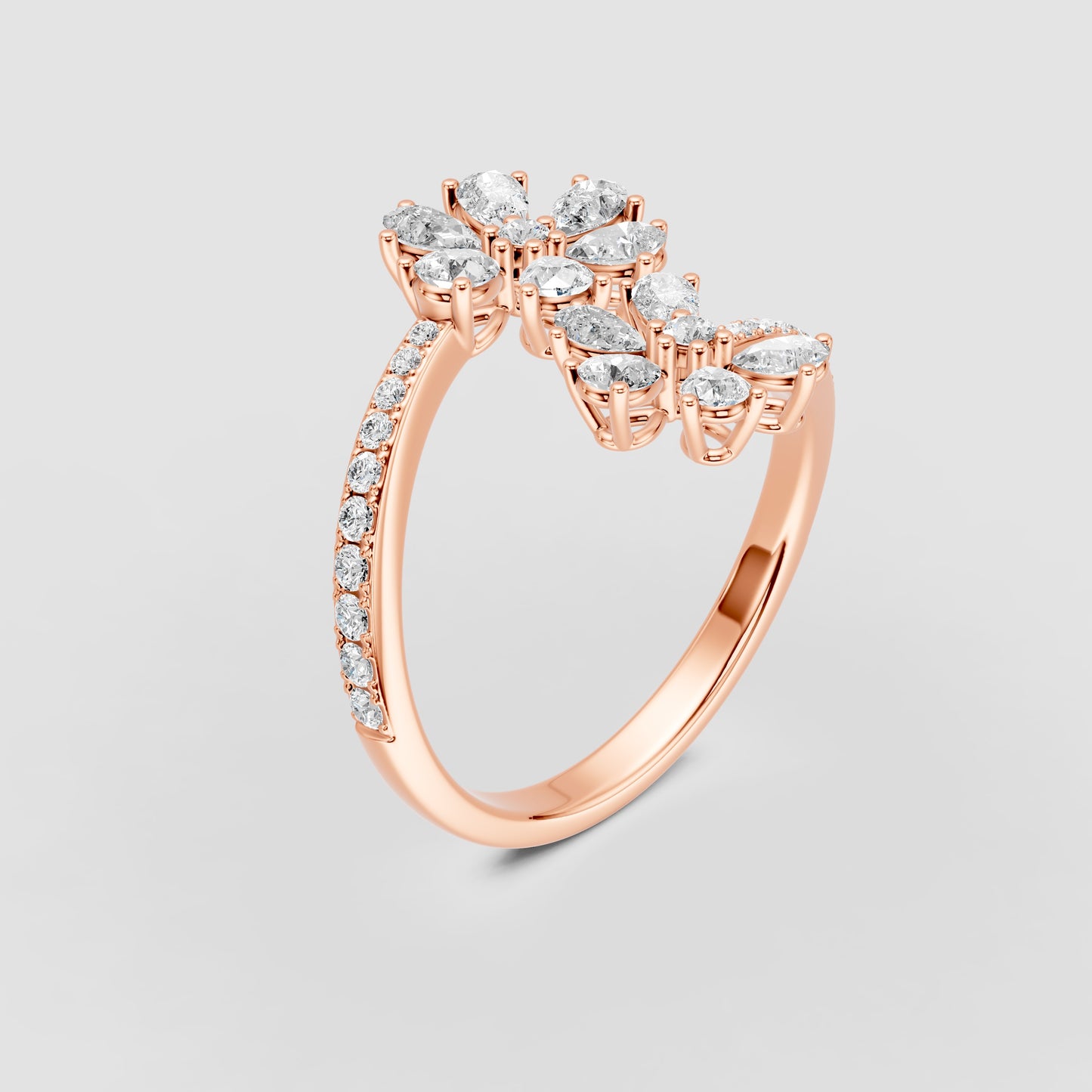 Red Carpet Blooming Petal Diamond Wrap Ring 18k Gold
