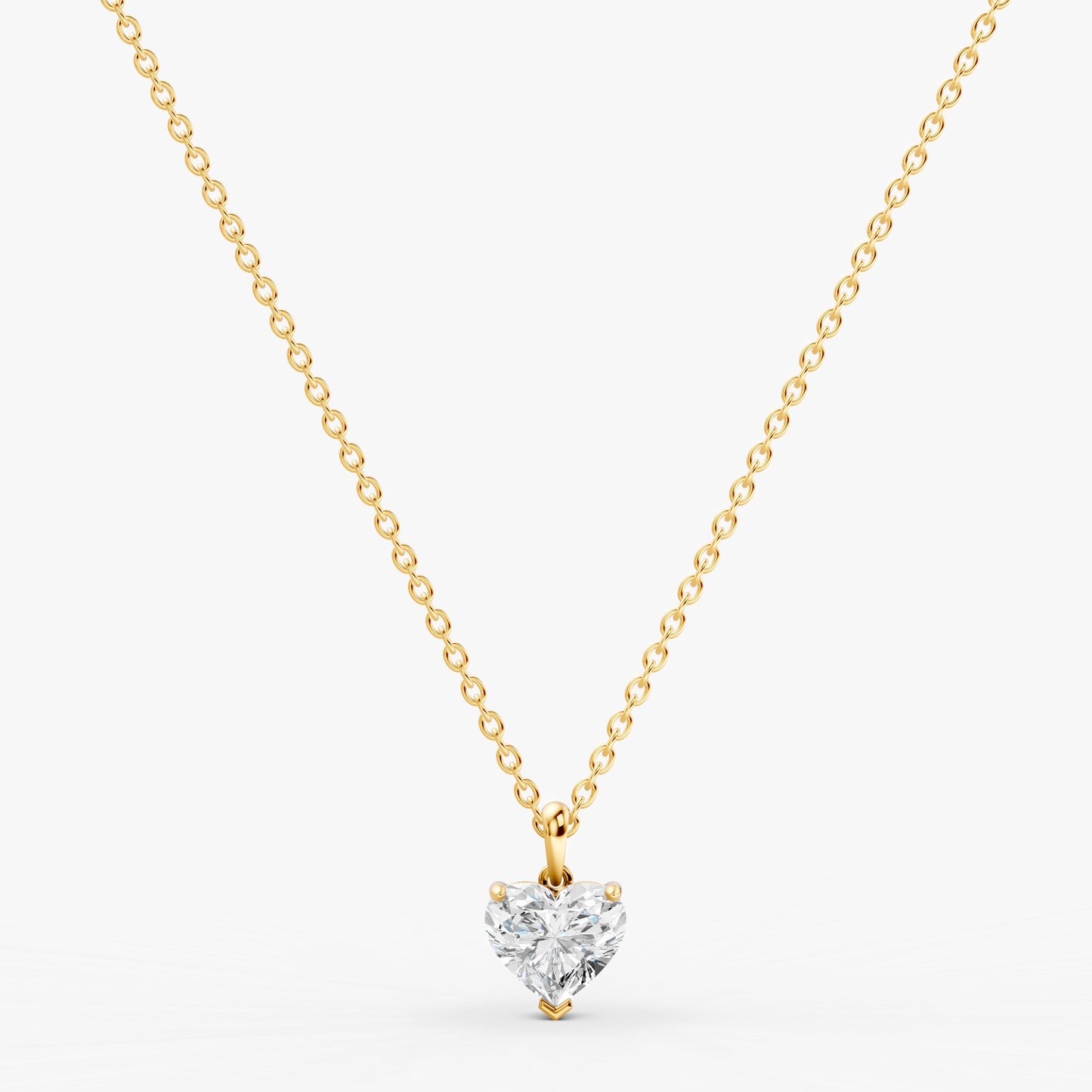 Classic Heart Solitaire Pendant in 18K Yellow Gold