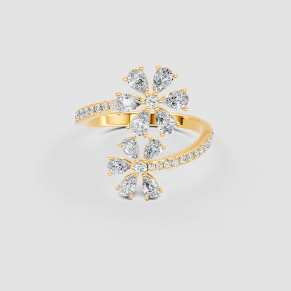 Red Carpet Blooming Petal Diamond Wrap Ring 18k Gold