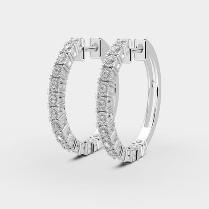 Modern Halo  Diamond Petite Earrings 18K White Gold