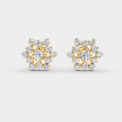 Nakshatra Stellar Brilliance Diamond Cluster Stud Earrings