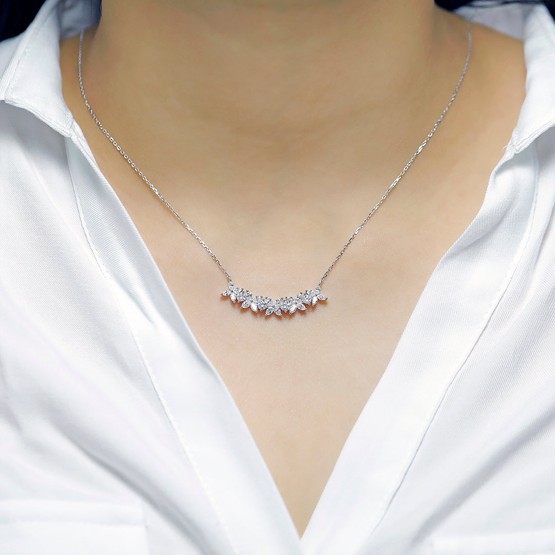 Red Carpet Round and Marquise Diamond Flower Necklet