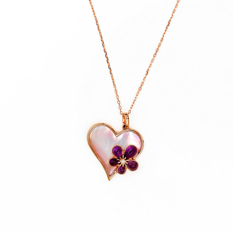 Sakura Heart Pendant Necklace
