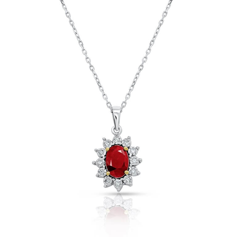 Precious Ruby & Diamond Blossom Pendant