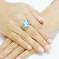 Precious Blue Topaz & Diamond Band Ring