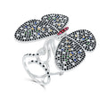 Butterfly Ring with Black Diamond & Ruby Ring