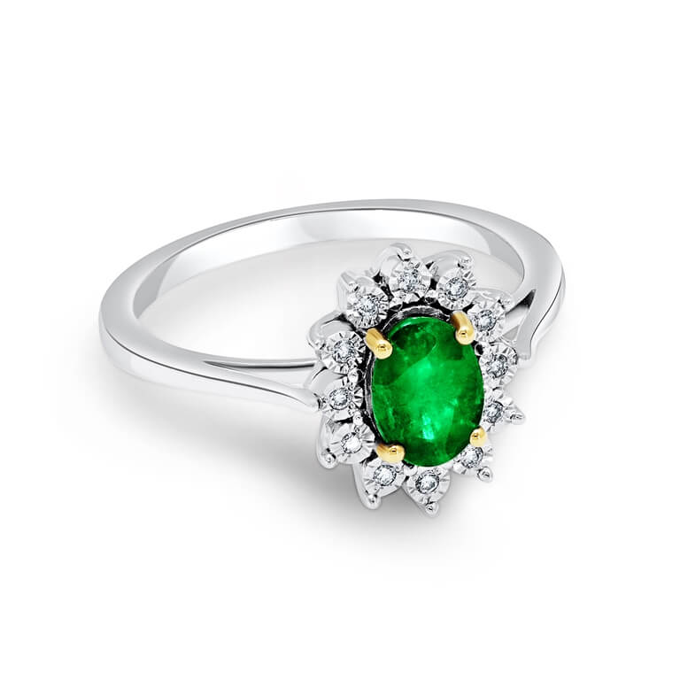 Precious Emerald Ring in 18K Gold and Diamonds