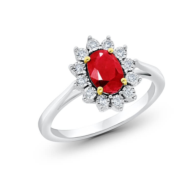 Precious Ruby & Diamond Halo Ring