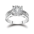 Engagement ring with diamond band in 18K white gold