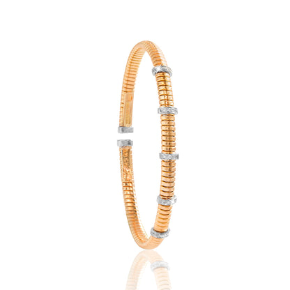 Tessitore Diamond-Studded Bangle in 18K Rose Gold