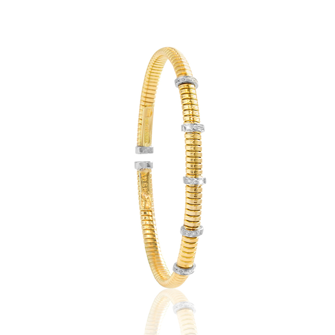 Tessitore Diamond-Studded Bangle in 18K Yellow Gold
