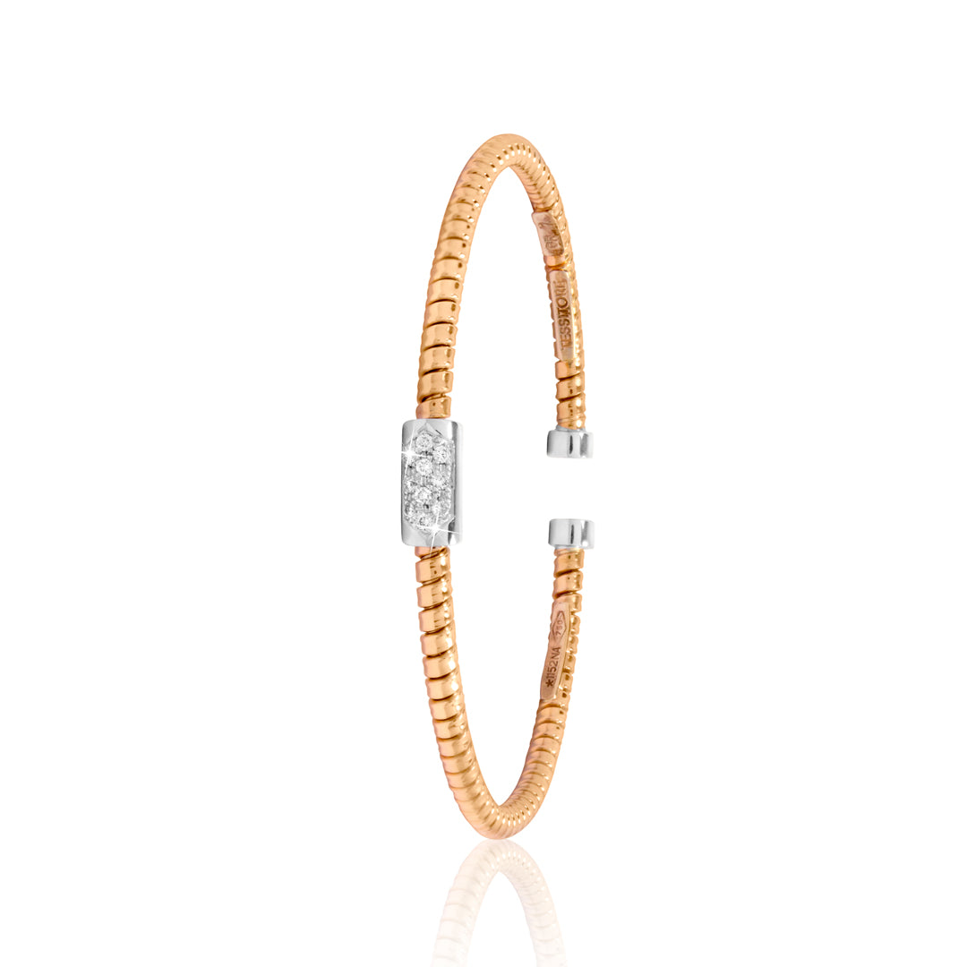 18K bangle studded with diamonds in rose gold - Tessitore 07