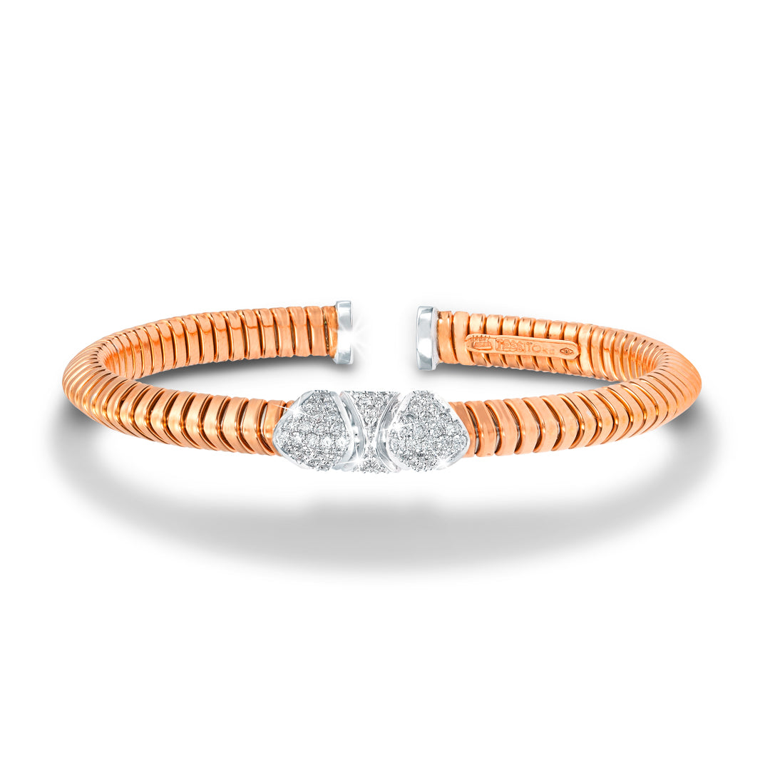Tessitore Diamond-Studded Kada Bangle in 18K Rose Gold
