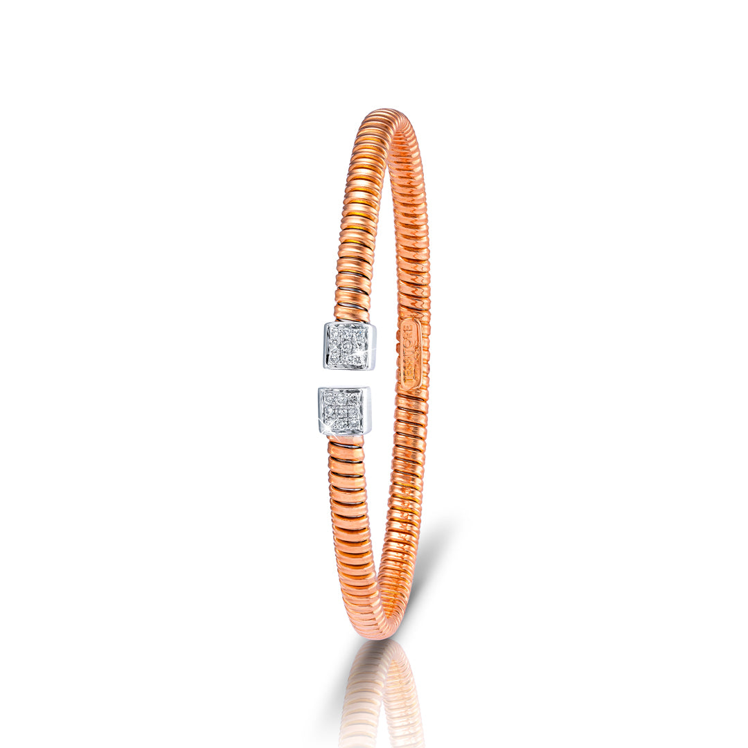Tessitore Diamond-Studded Bangle in 18K Rose Gold