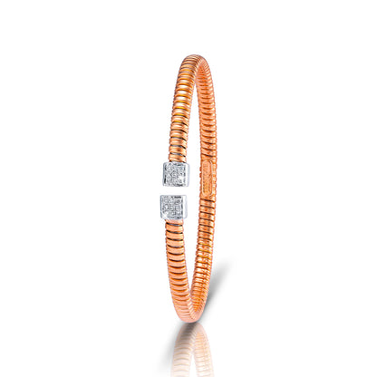 Tessitore Diamond-Studded Bangle in 18K Rose Gold