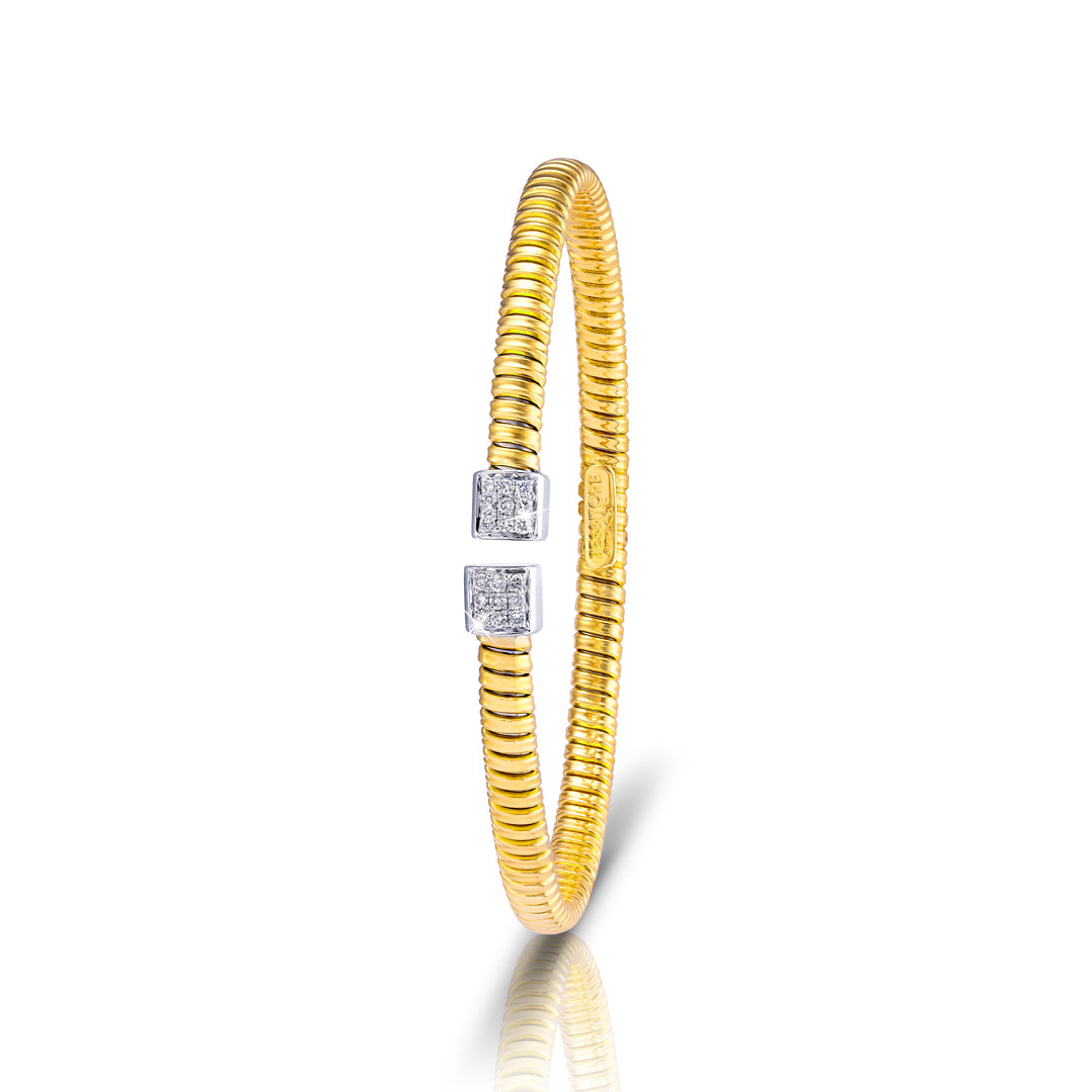 Tessitore Diamond-Studded Bangle in 18K Yellow Gold