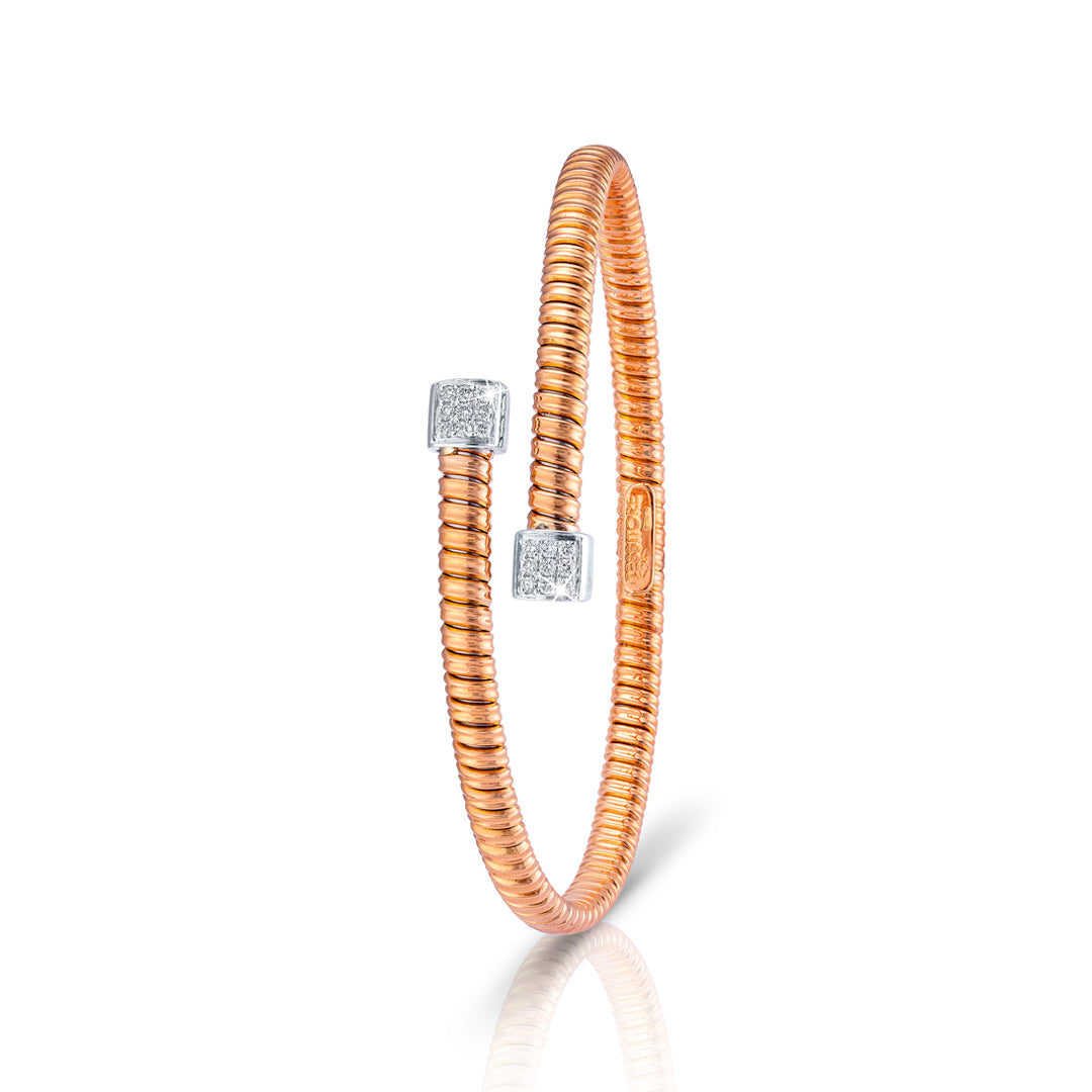 Tessitore Diamond-Studded Bangle in 18K Rose Gold - 46