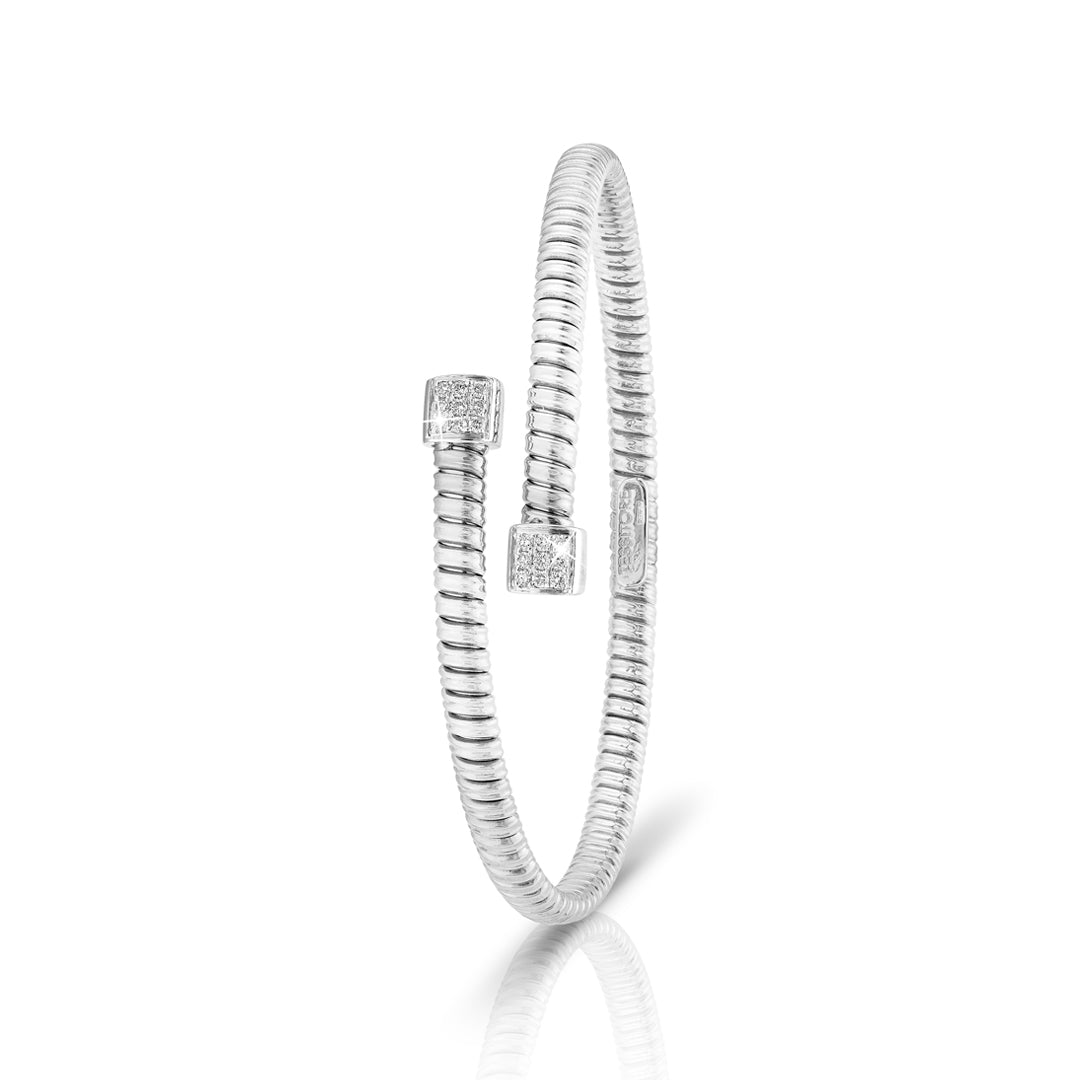 Tessitore Diamond-Studded Bangle in 18K White Gold - 46