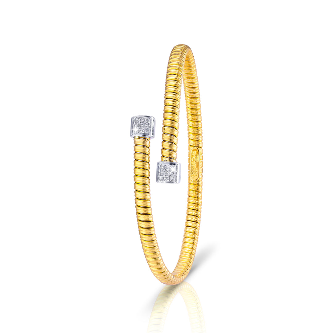 Tessitore Diamond-Studded Bangle in 18K Yellow Gold - 46
