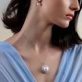 Fleur Royale Pearl Diamond Pendant in 18K White Gold