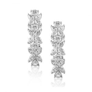 Round and Marquise shaped Hanging Diamond Earrings 