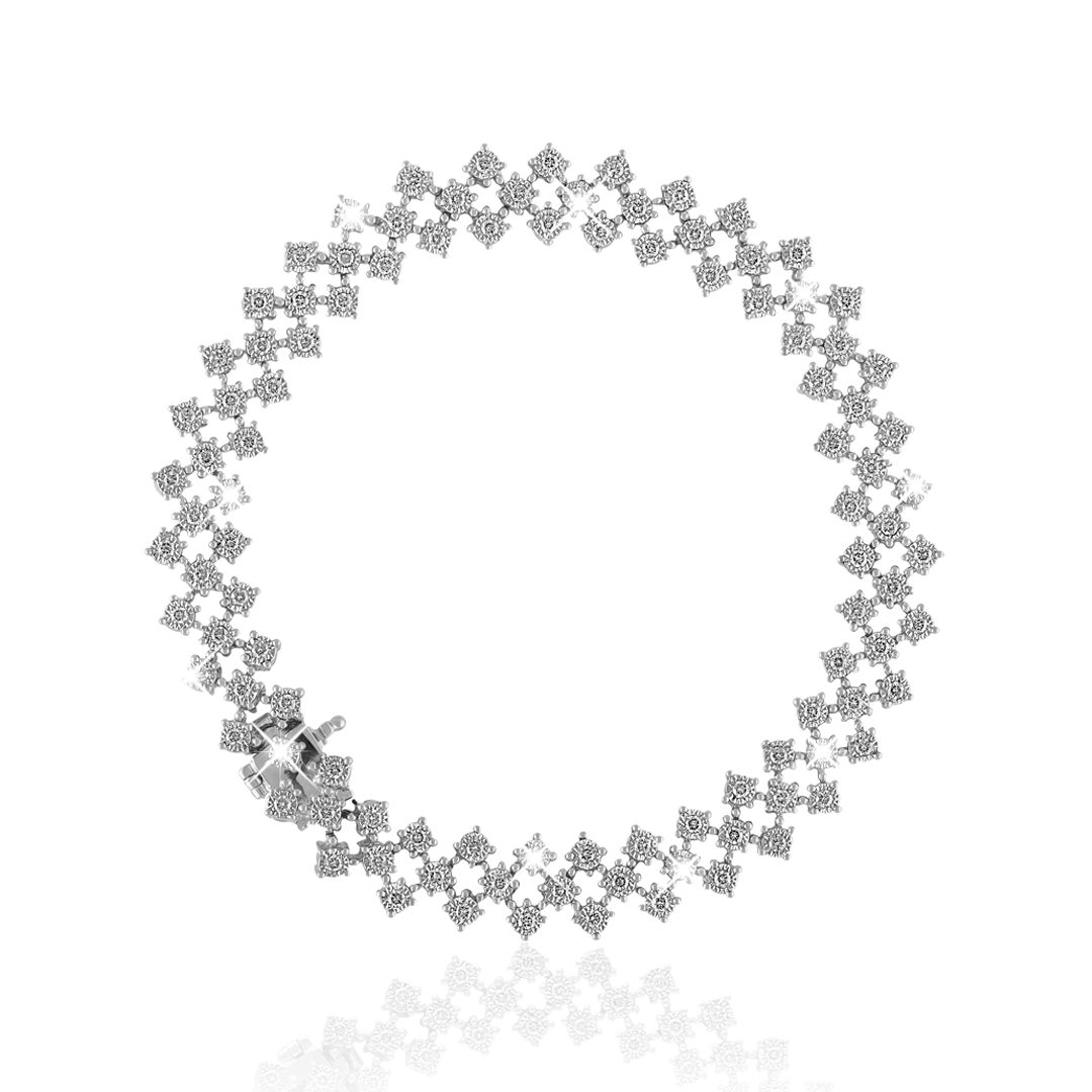 Liali Jewellery Tessitore 18K White Gold Bangle for Women with 9 Diamond,  Silver | DubaiStore.com - Dubai
